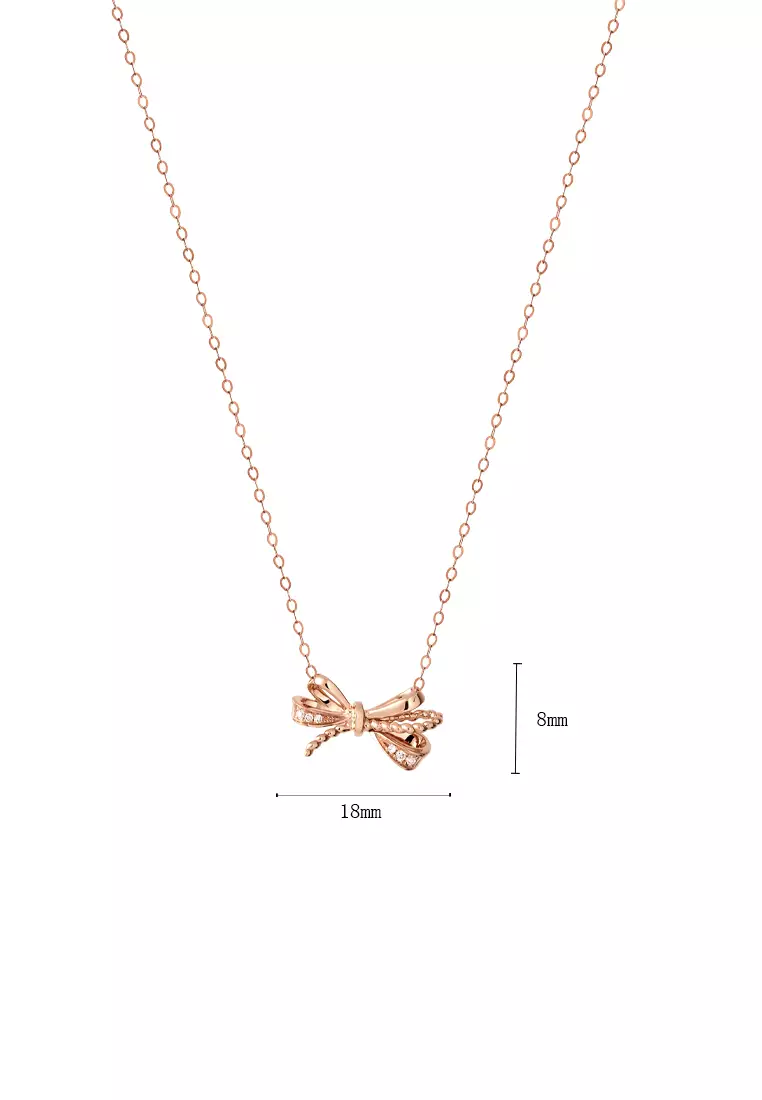 Buy TOMEI TOMEI Bow Knotted Diamond Necklace, Rose Gold 750 ...