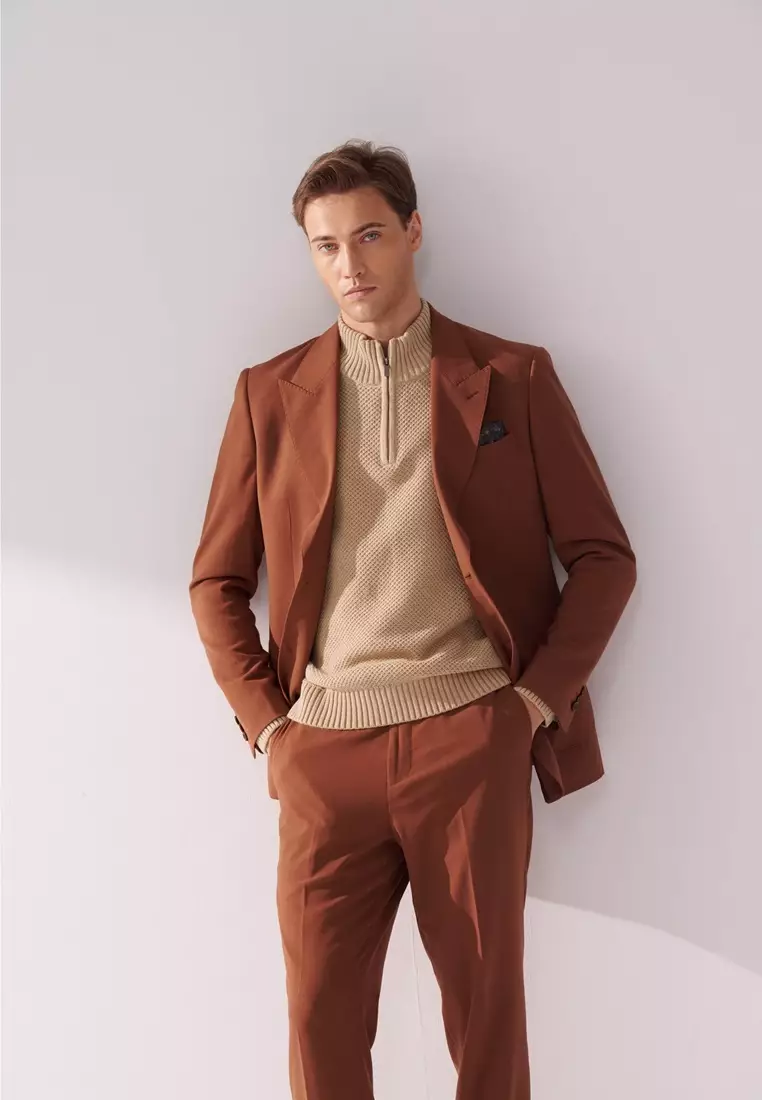 Light Khaki Quarter-Zip Sweater