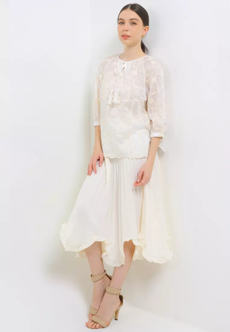 Beaded Tassels Emb Blouse