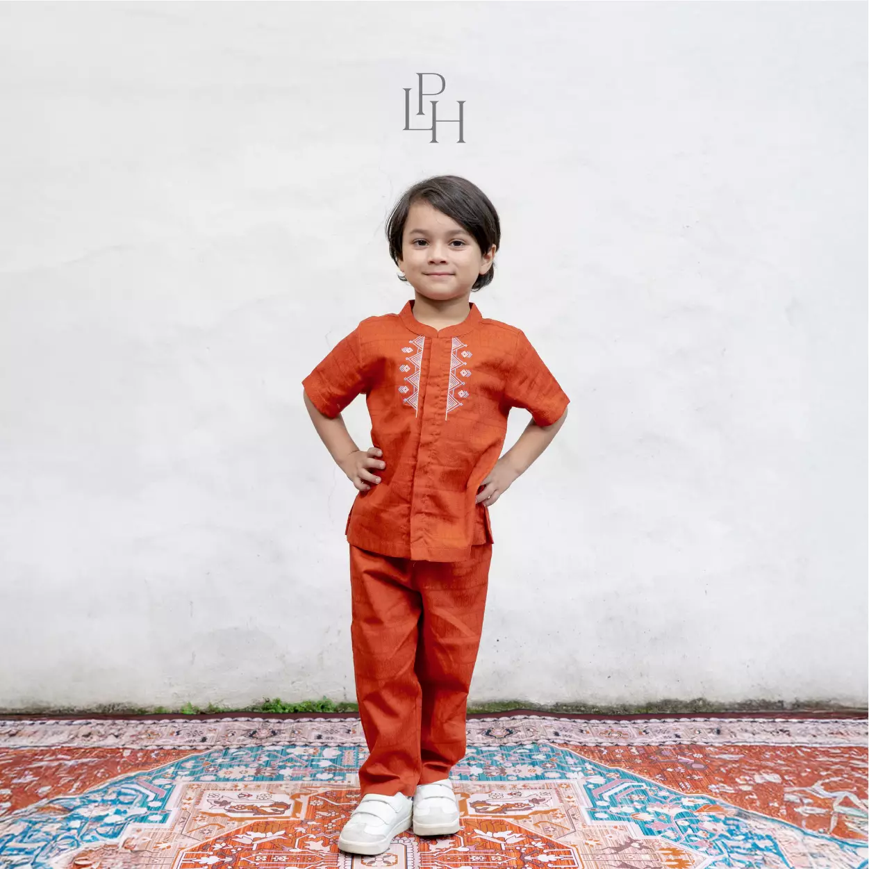 Little Palmerhaus - Baju Lebaran 2026 - Rihla Boy Koko Set (Setelan Baju Koko Anak Laki-laki) Terracotta