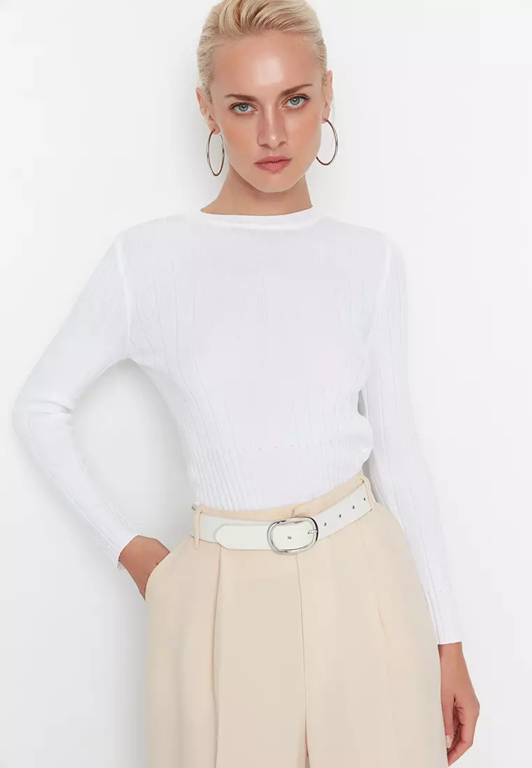 White crew neck jumper outlet