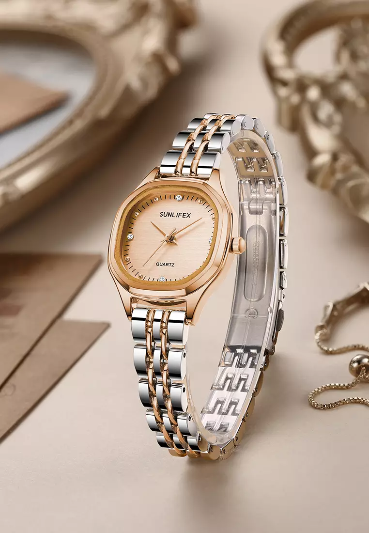 Jam Tangan Wanita 6015 Kecil Elegan Simpel Analog Korea Jam Tangan Cewek Original silverrose
