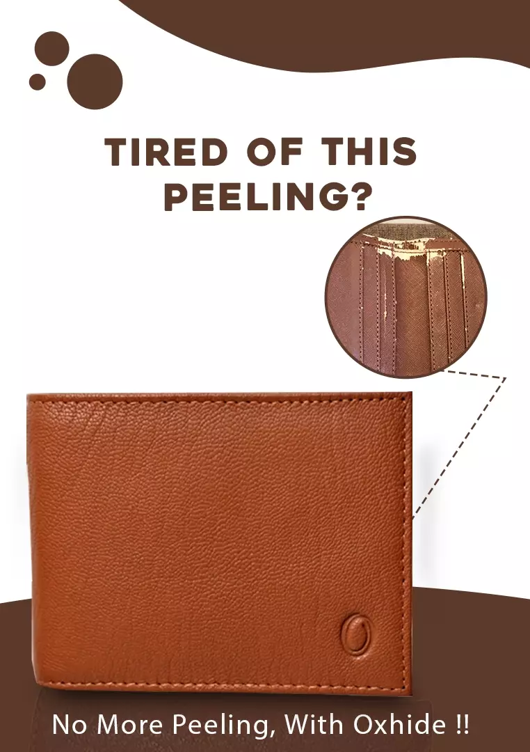 Wallet Men Brown with coin pouch - Bifold Lucky Wallet- Full Grain Leather Wallet with NO HOLE- Brown Wallet - Oxhide 3851CP Brown