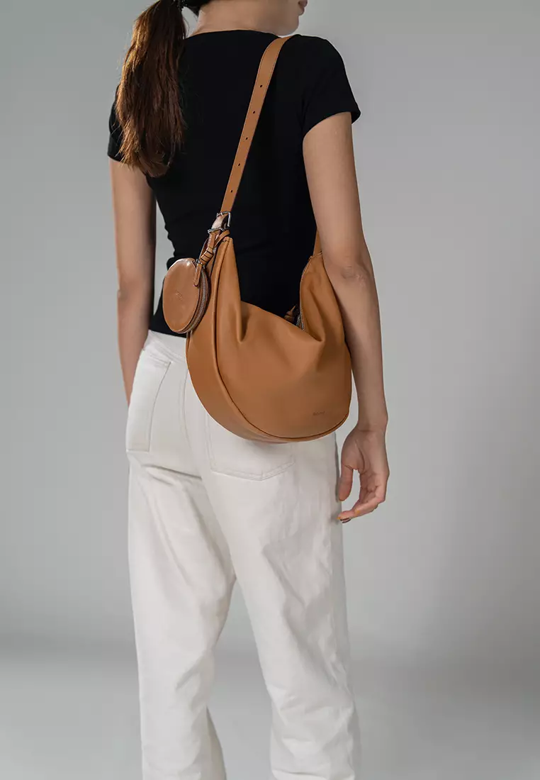 Asymmetric Crescent Hobo Bag - White