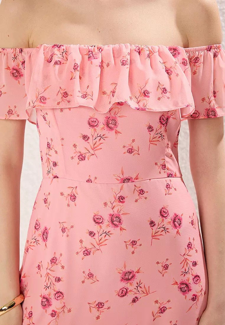 Floral Frilled Midi Dress