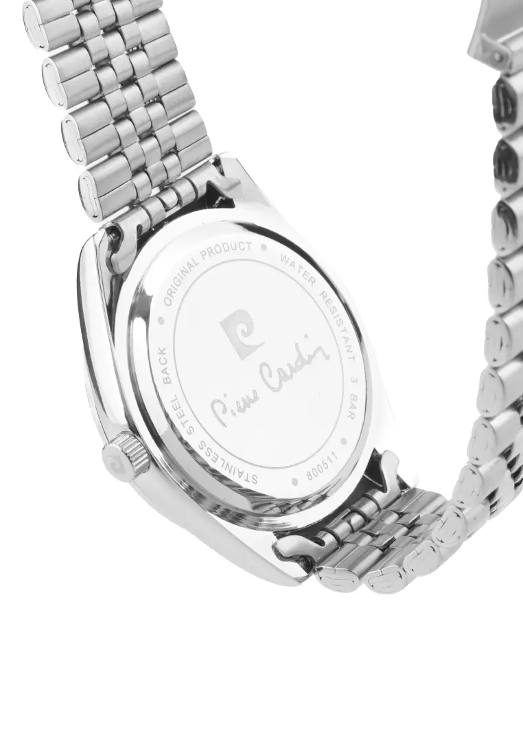 Roli Stainless Steel Date Watch with Fluted Bezel in Black