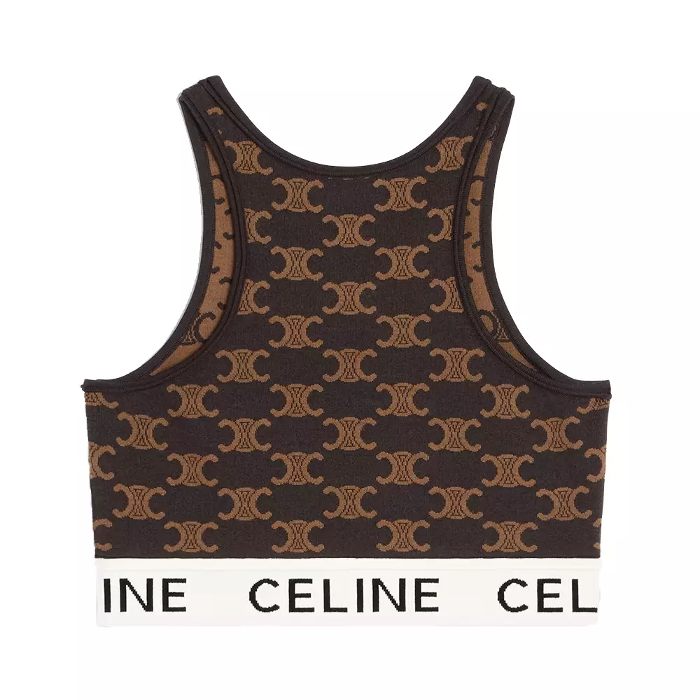 Jual Celine Celine Monogram Silk Cotton Sport Bra Brown Original 2023