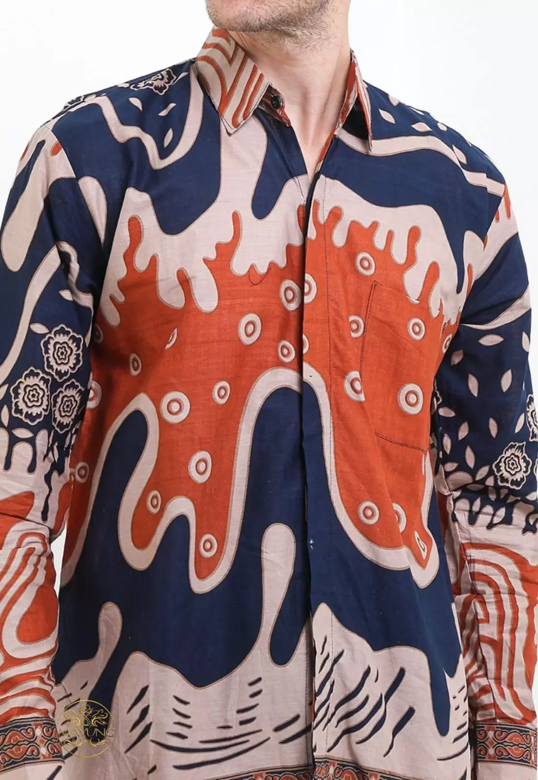 Gelembang Bata Kemeja Batik Pria Premium Lengan Panjang NLN