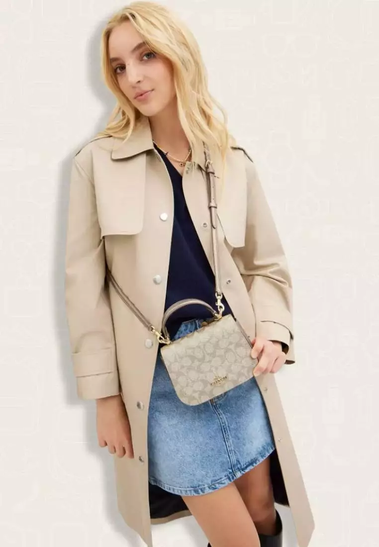 Coach Lysa Top Handle Bag In Signature Canvas Champagne Multi