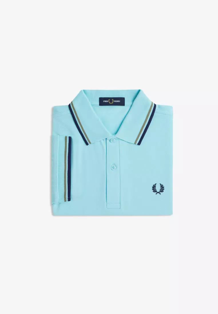 Fred Perry M3600 Twin Tipped Fred Perry Shirt (Mint Blue / Olive Mint / French Navy)