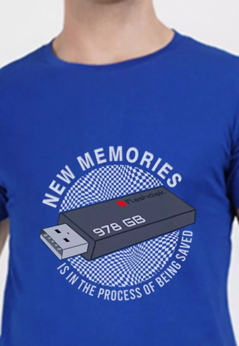 New Memories Graphic Royal Blue Cotton Short Sleeve Regular Fit T-Shirt
