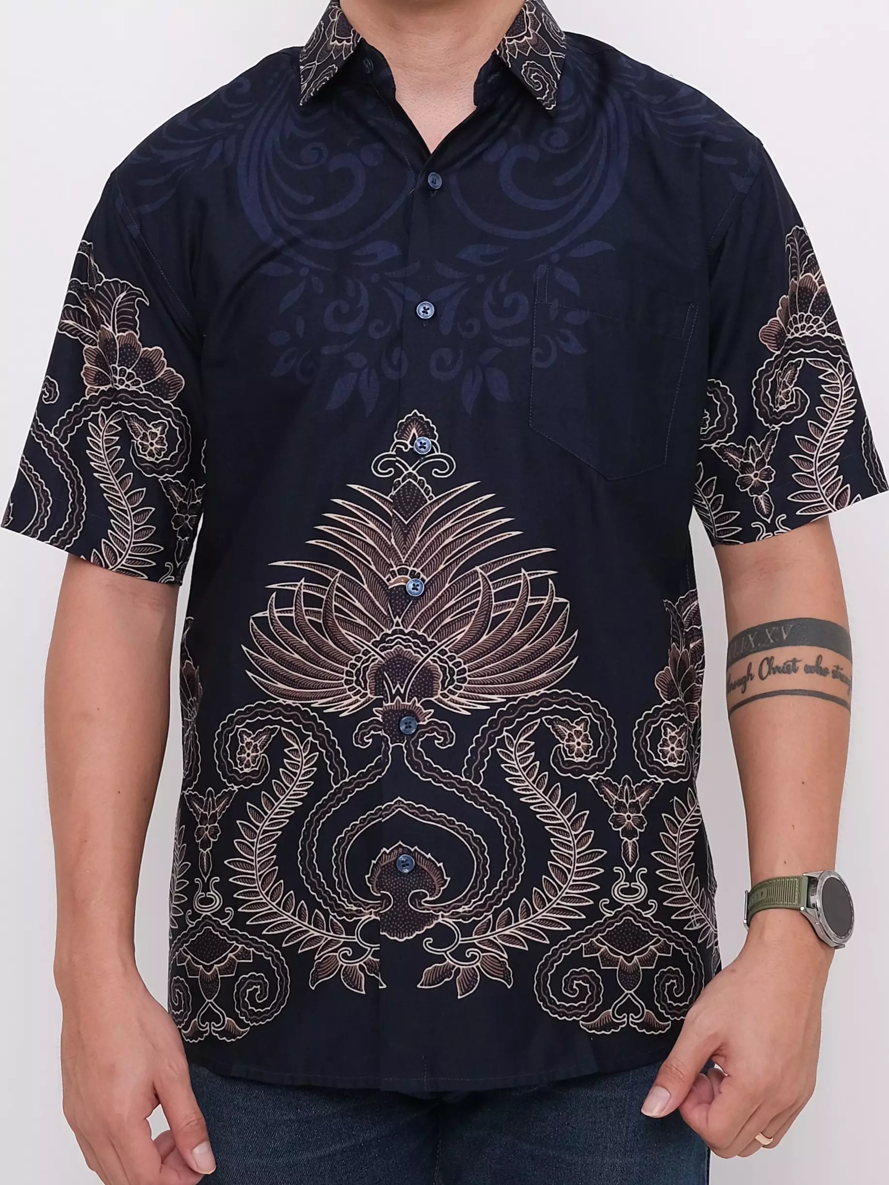 Andre Michel Kemeja Batik Lengan Pendek Navy 16743