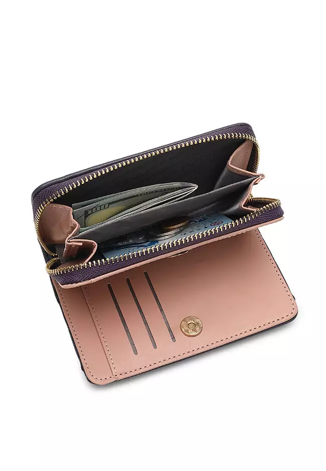 Women's Quilted Short Purse / Wallet - Purple