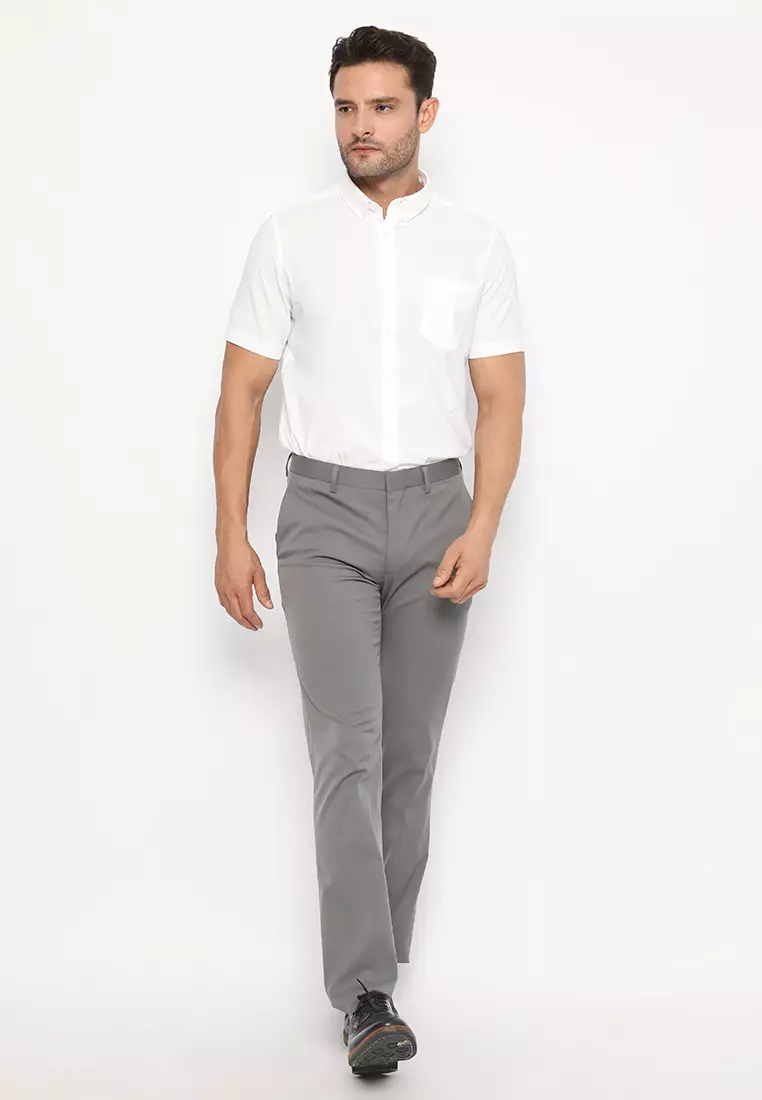 Jobb Bellmore-B Celana Panjang Pria Modern Slim Fit Light Grey
