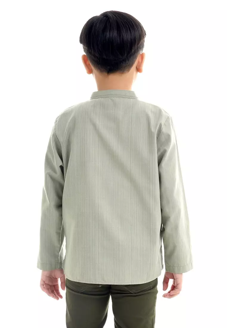 Rabbani - Kemeja Koko Anak Lengan Panjang Bani Batuta Syafiq Exclusive Sage Green