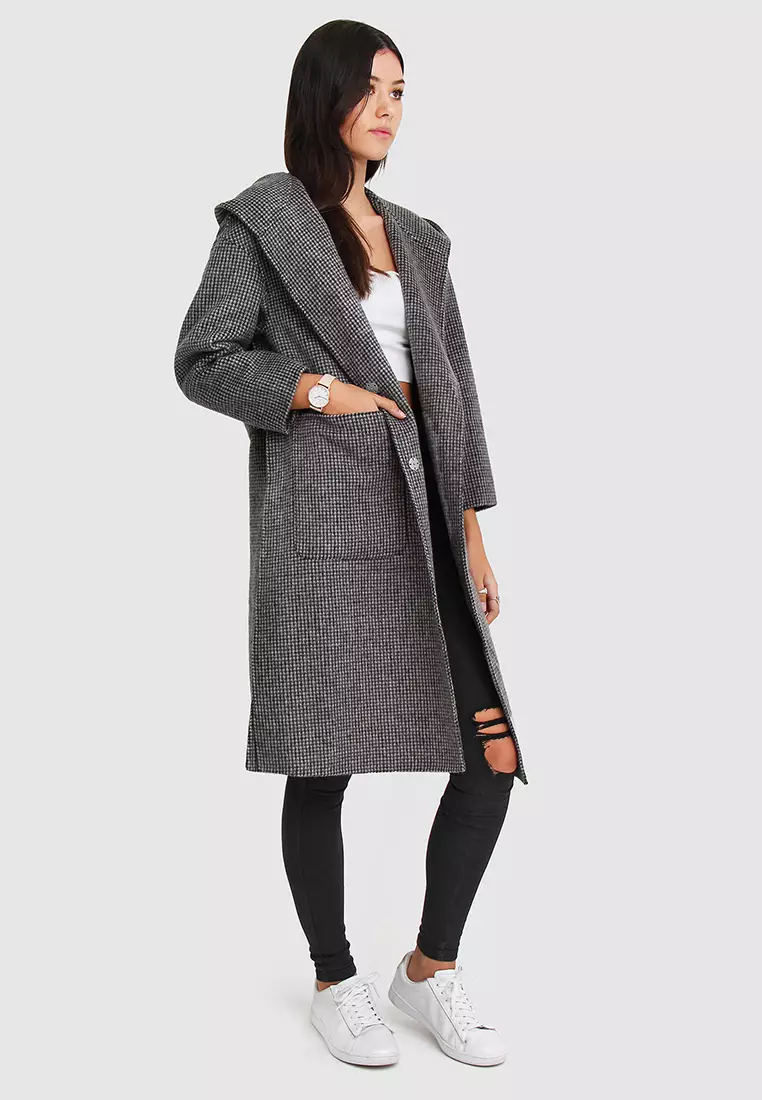 Walk This Way Wool Blend Oversized Coat Dark Green