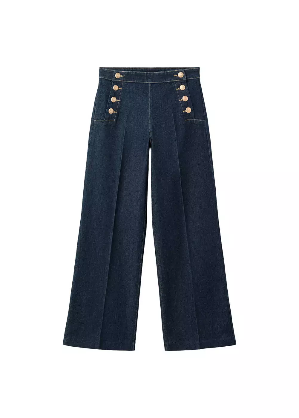 Jeans wide-leg dengan kancing samping