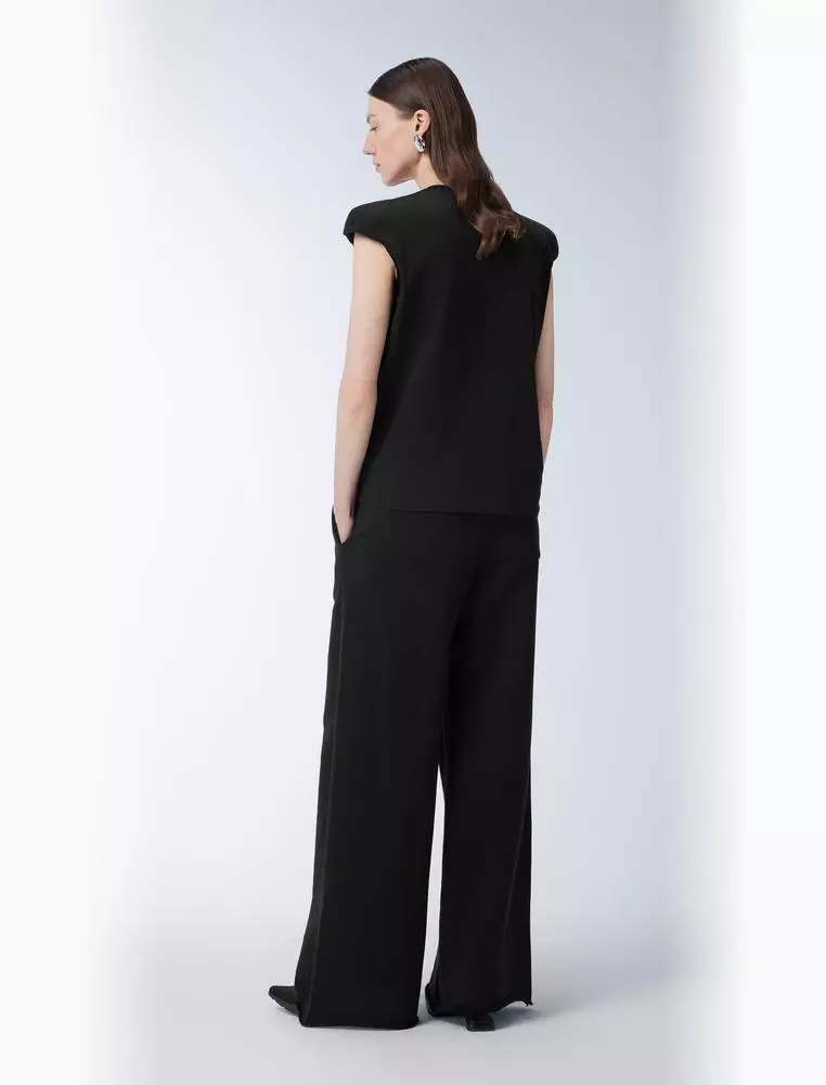 Cotton pleated short-sleeved T-shirt