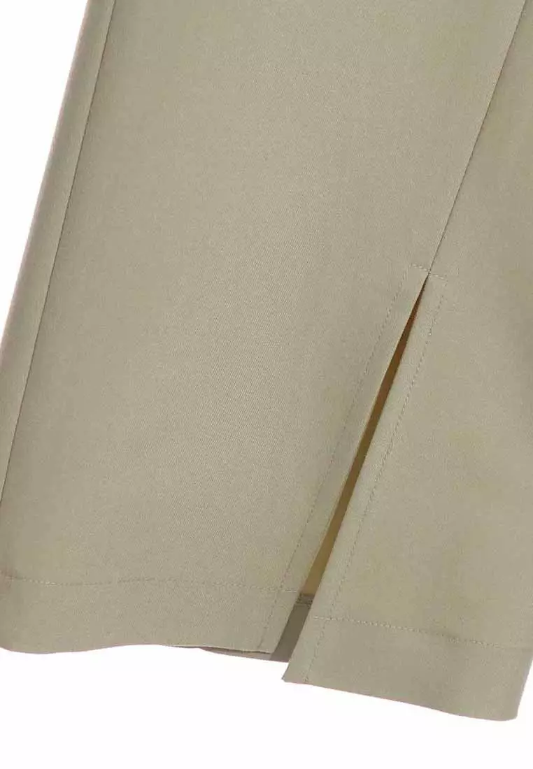 Boot Leg Green Pants With Front Slit