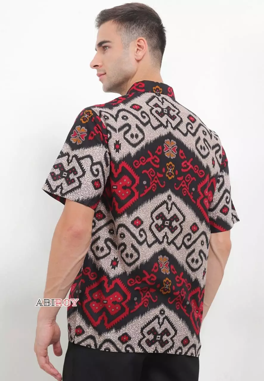 Songtrawira Maron Kemeja Batik Pria Premium Slimfit Lengan Pendek NLN