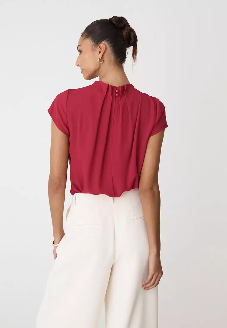Olivia Pleated High Neck Top