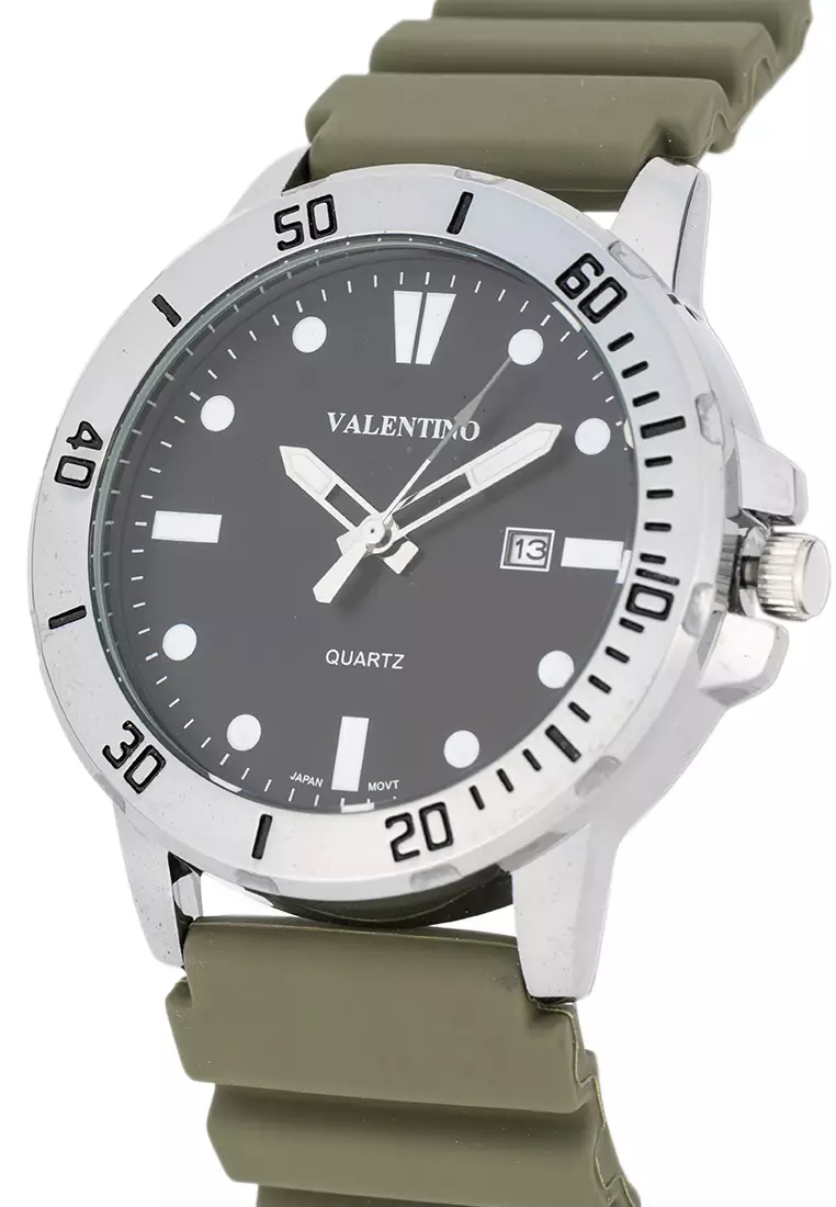 Analog Watch 20122530-Grn Strap-Black Dial