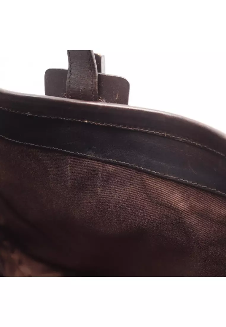 Pre-Loved Gucci GG canvas Shoulder bag tote bag canvas leather beige Dark brown