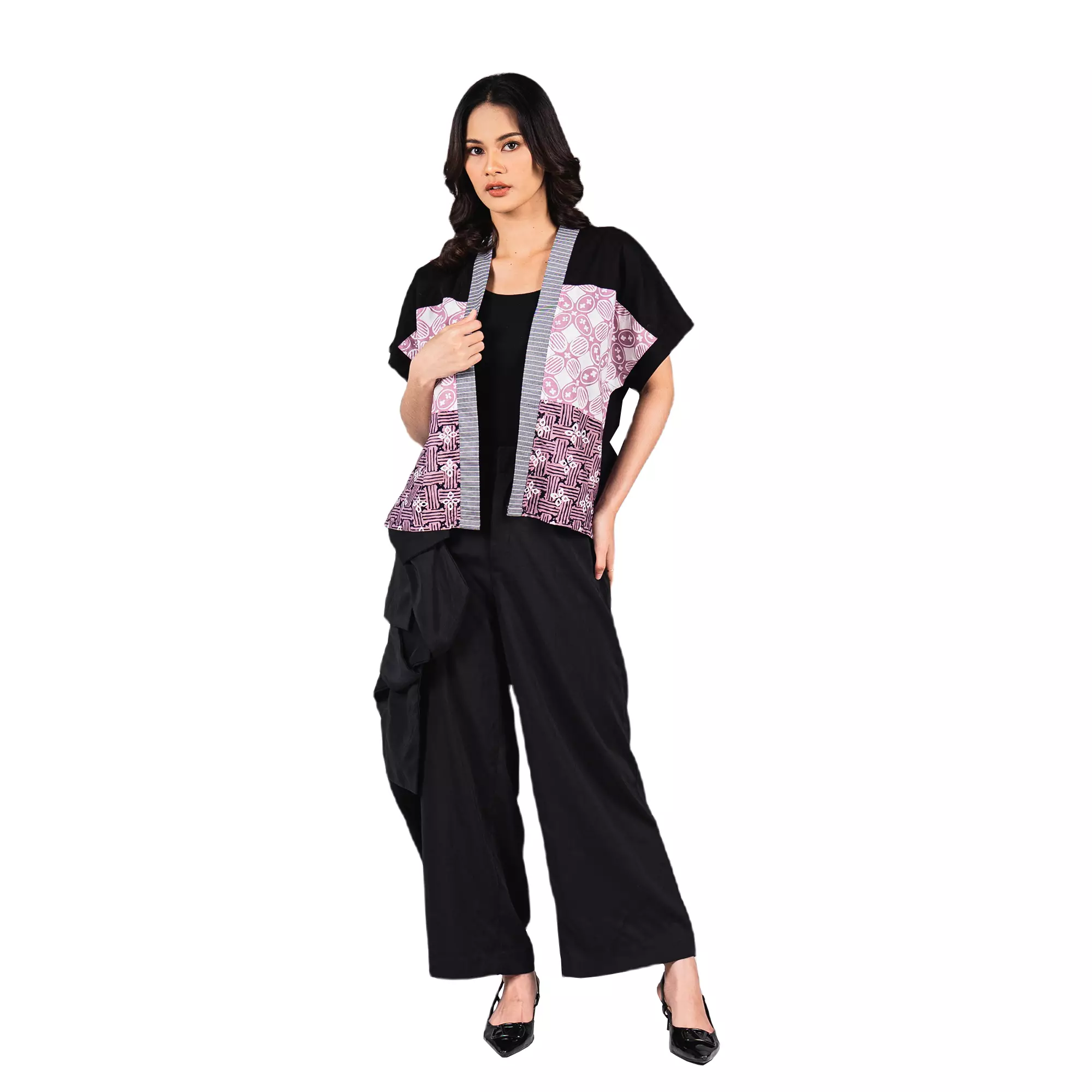 Blazer Batik Wanita - Atasan Batik - Bhatara Batik Mikata - Outer Batik Modern Lengan Pendek