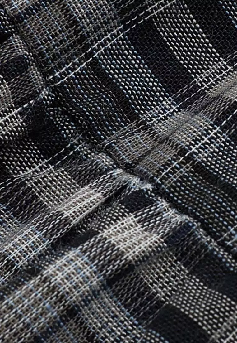Drawstring Tie Side Plaid Layered Ruffle Cotton Mini Skirt