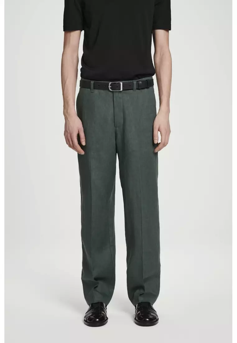 RELAXED LINEN TAPERED TROUSERS