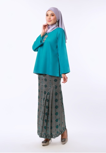 Inhanna green Bunga Kurung Kedah Songket Turquoise 8AFDBAAFF33550GS_1