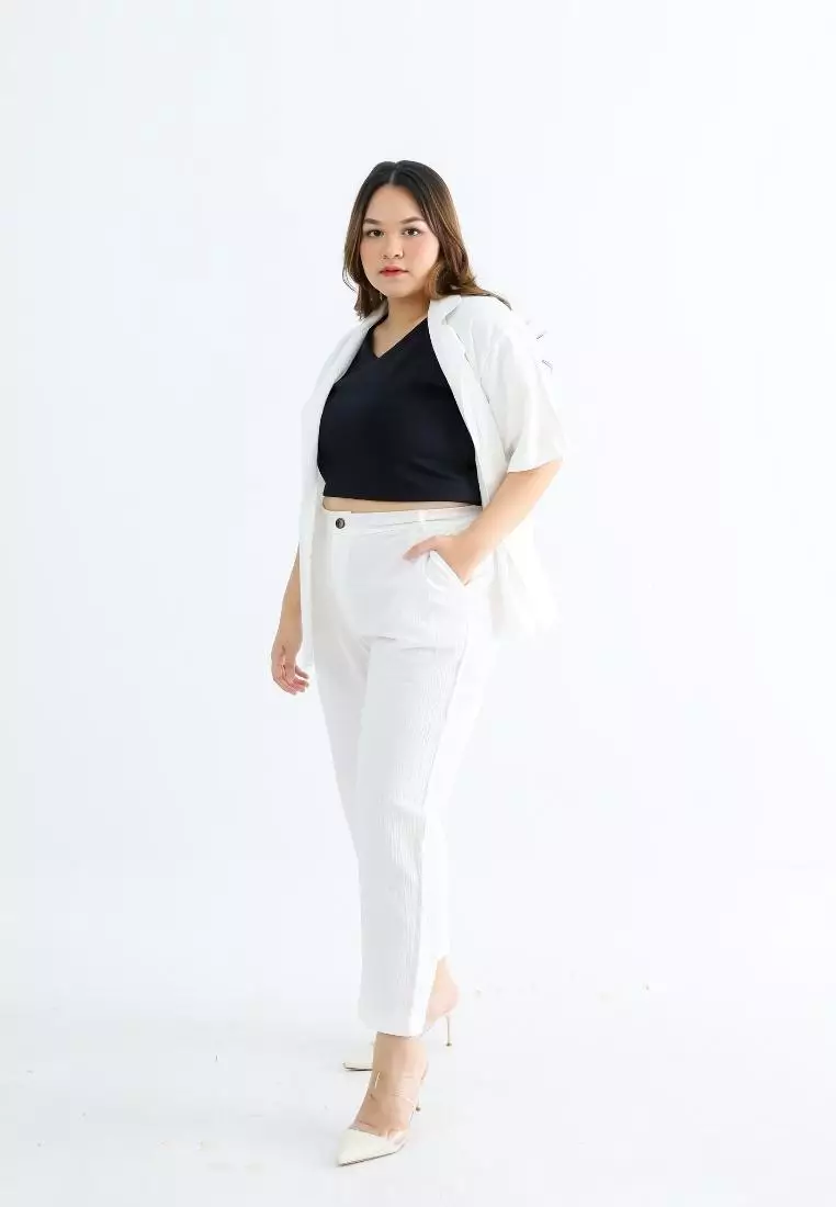 Plus Size Pants Lorraine Broken White