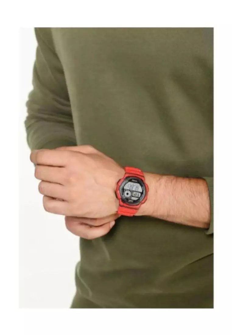 Men's Digital Watch AE-1000W-4AV Red Resin Band Men Sports Watch