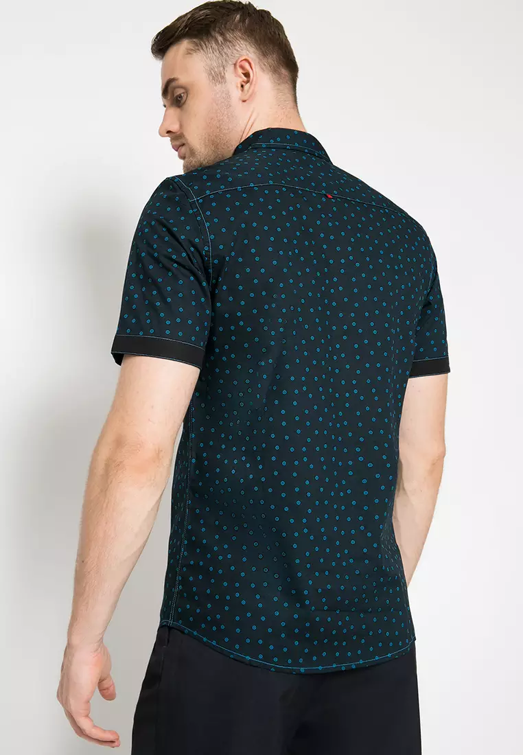 Johnwin - Kemeja Casual - Kemeja Lengan Pendek - Hitam Motif - ASH.670.K880.745.C-S/S