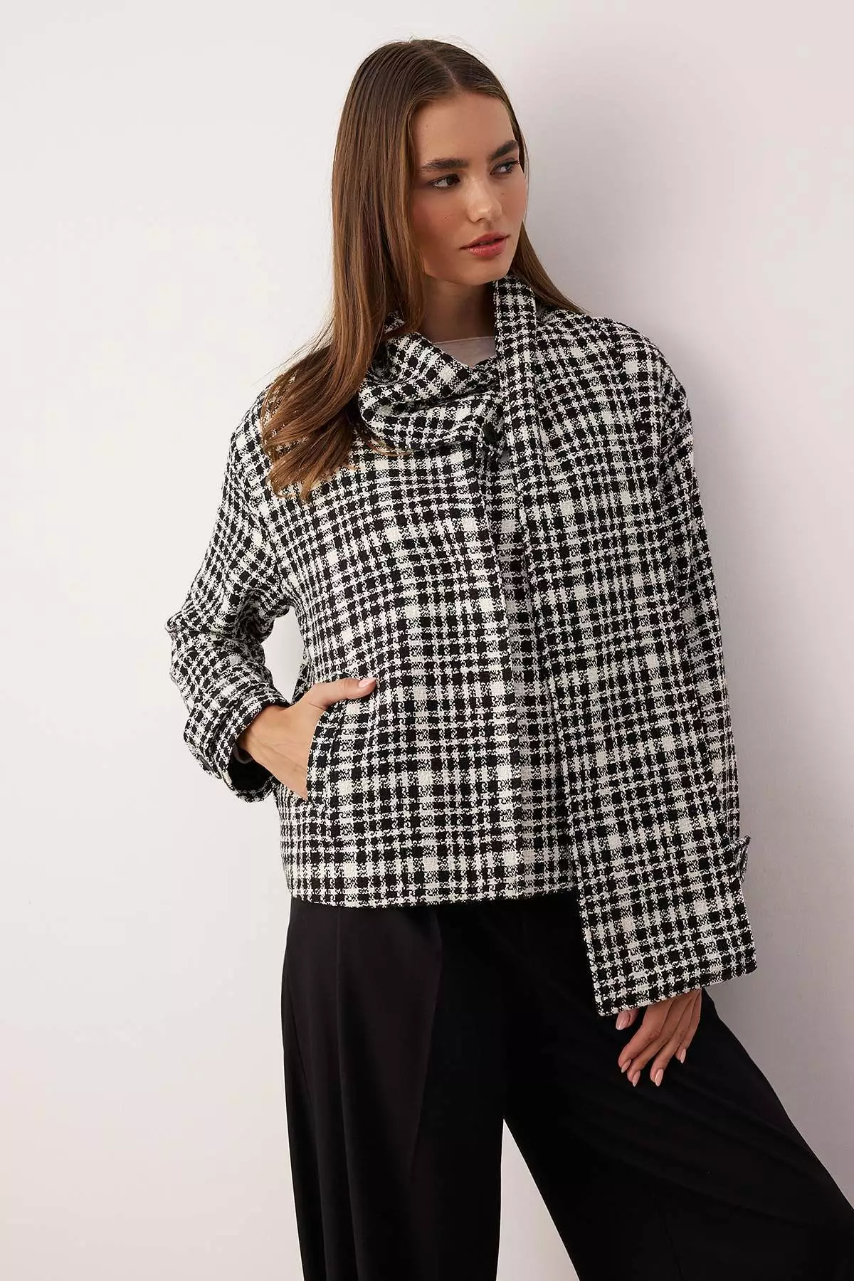 Multi-Colored Regular Fit Plaid Cashmere Coat Twoaw26Mo157