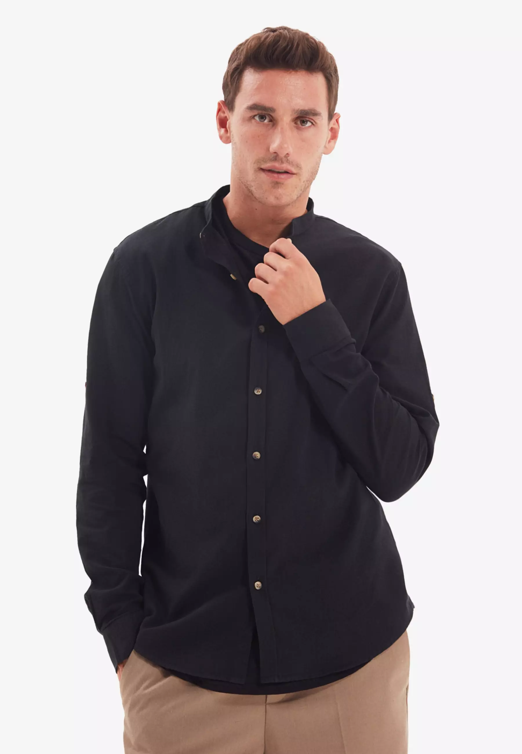 Slim fit grandad shirt discount