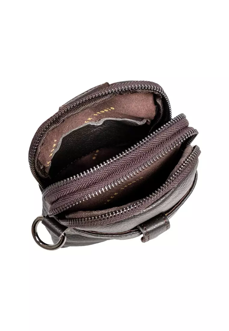 Men's Grain Leather Waist Belt Sling Bag BAI 40817