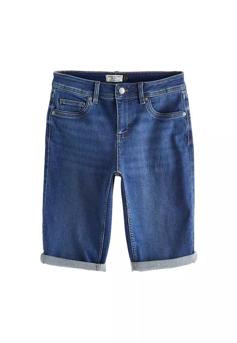 Girls knee sale length denim shorts