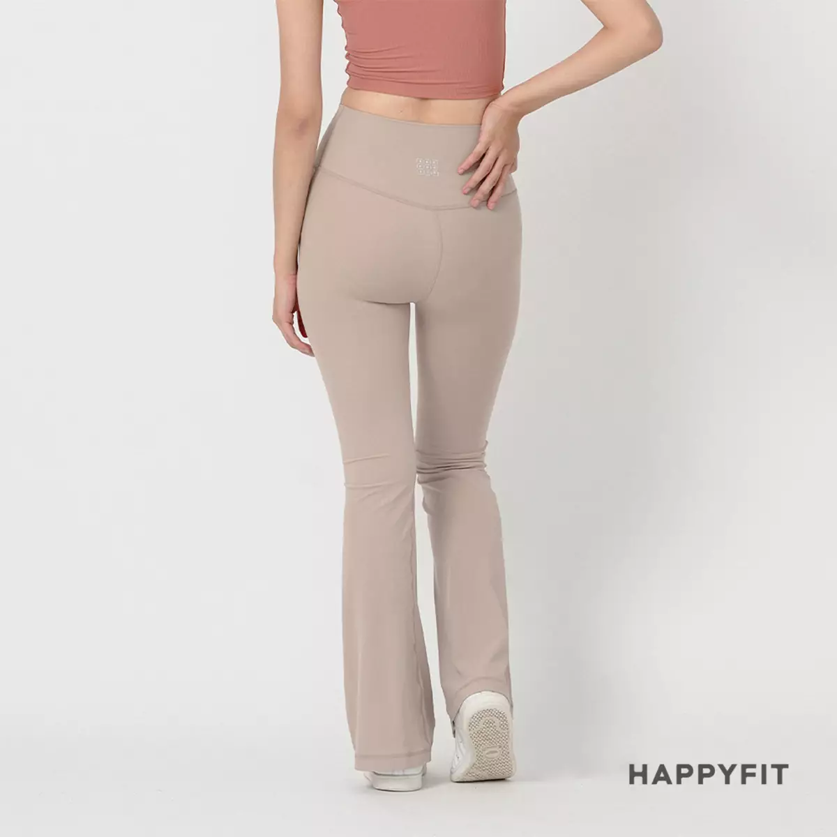 HAPPYFIT Flare Free Size Yoga Pants Beige
