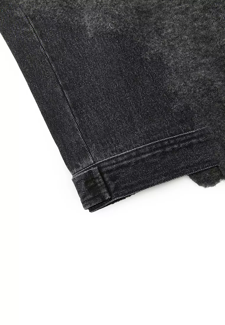 Sweater / Oversized Knitted Denim Panel Pullover