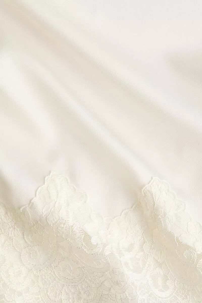 Lace-trimmed satin nightslip