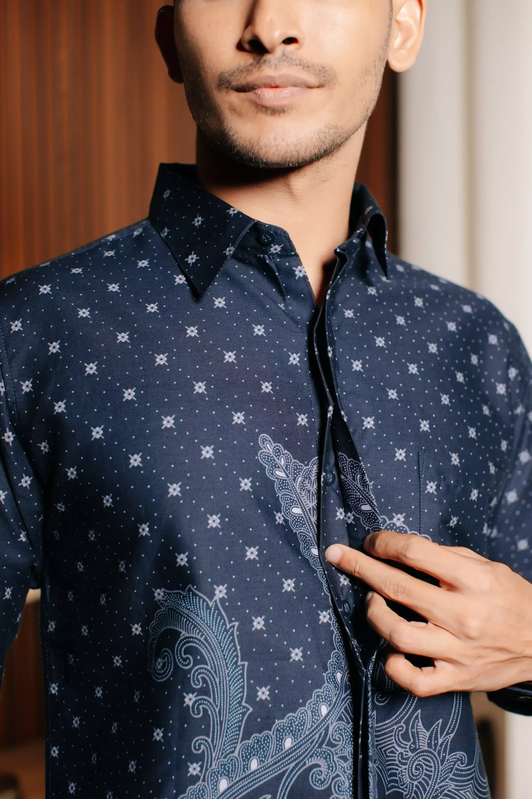 Virata Blue Kemeja Batik Slim fit Tricot Pria Katun