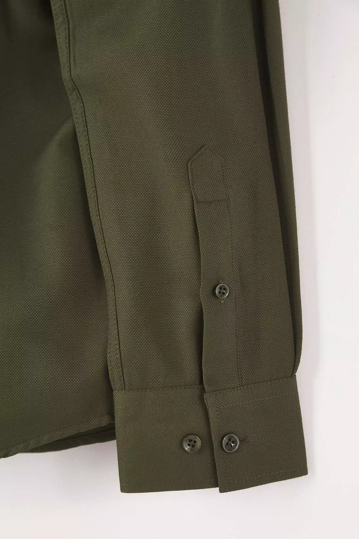 Dark Khaki Regular Fit Embroidery Detailed Oxford Easy Iron Smart Shirt