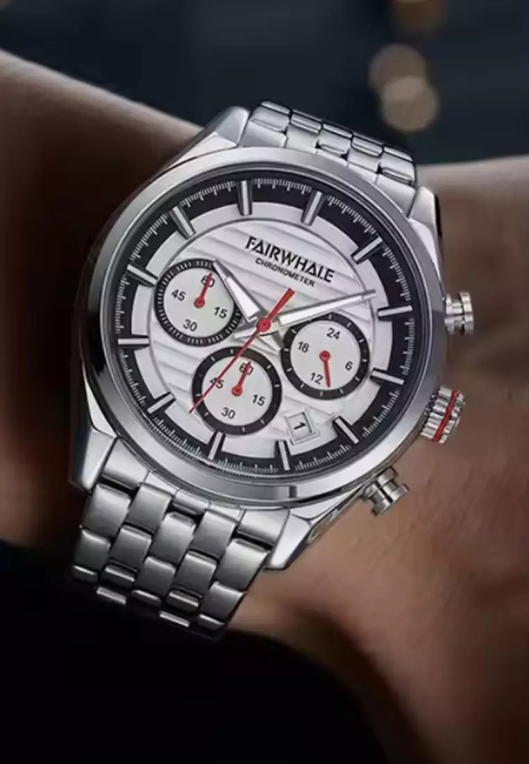 Unisex Chronograph Quartz Watch, 42mm, Metal Bracelet