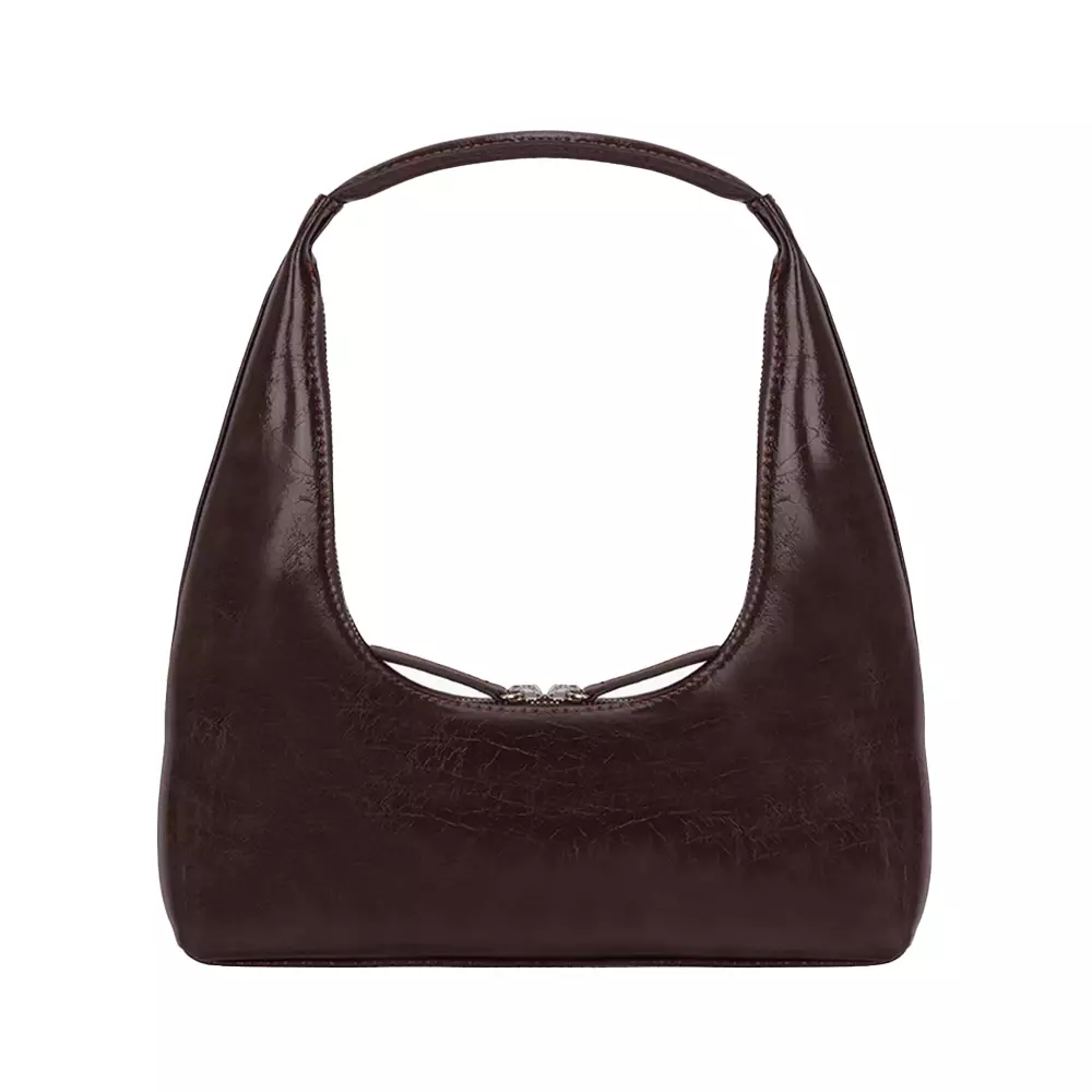 [4.4PRIL KEJUTAN HARGA] Hobo Shoulder Bag Dark Brown Crinkle
