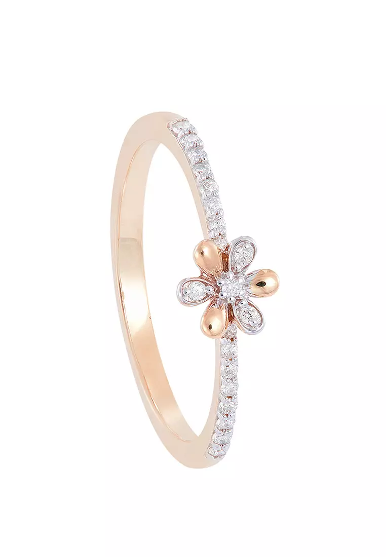 HABIB HABIB Flower Straight Band Diamond Ring in 375 9K Rose Gold
