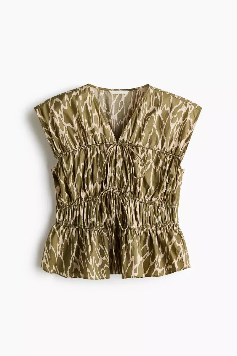 Drawstring poplin blouse