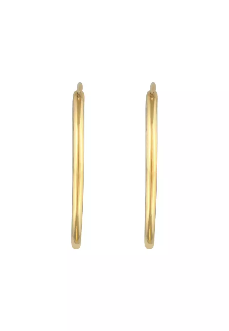 Anting Perhiasan Perak 925 Wanita Creoles Round Basic Classic Gold Plated