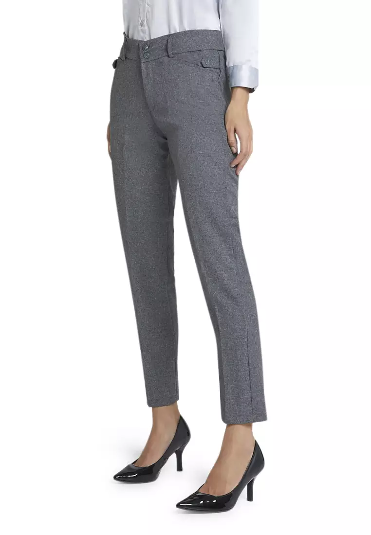 Winnie Celana Import Design Classic Long Pants Bawahan Wanita Formal - Silver