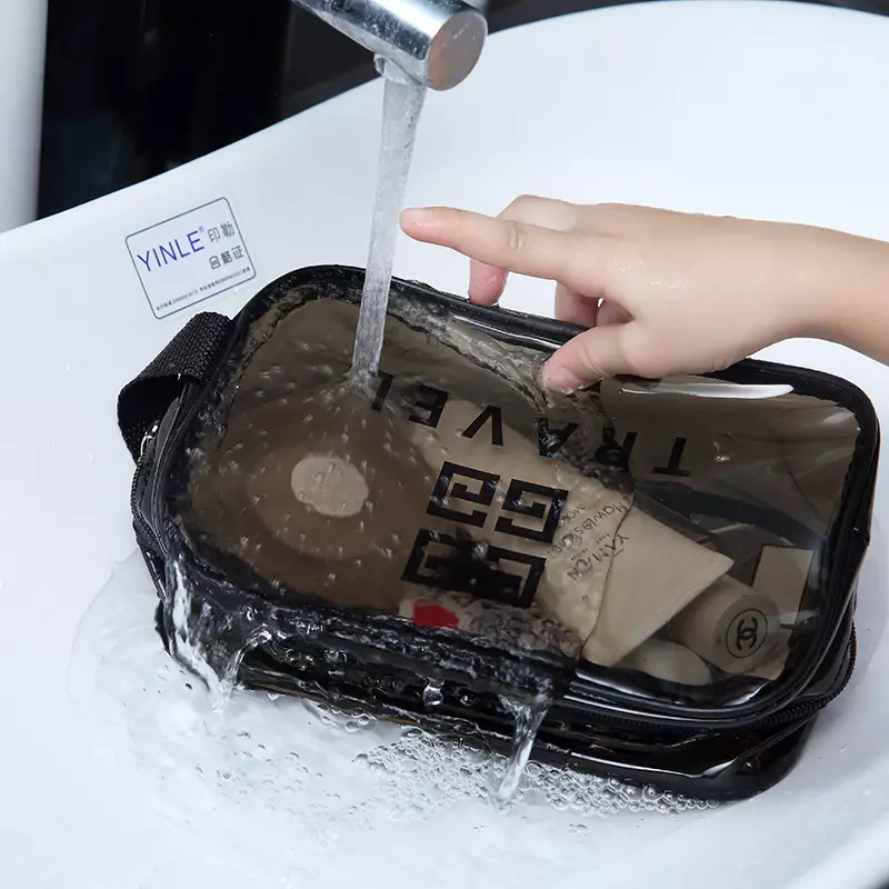 Wakakids Tas Kosmetik Washbag Transparan Waterproof Travel Pouch Make Up Skincare Venjr Hitam